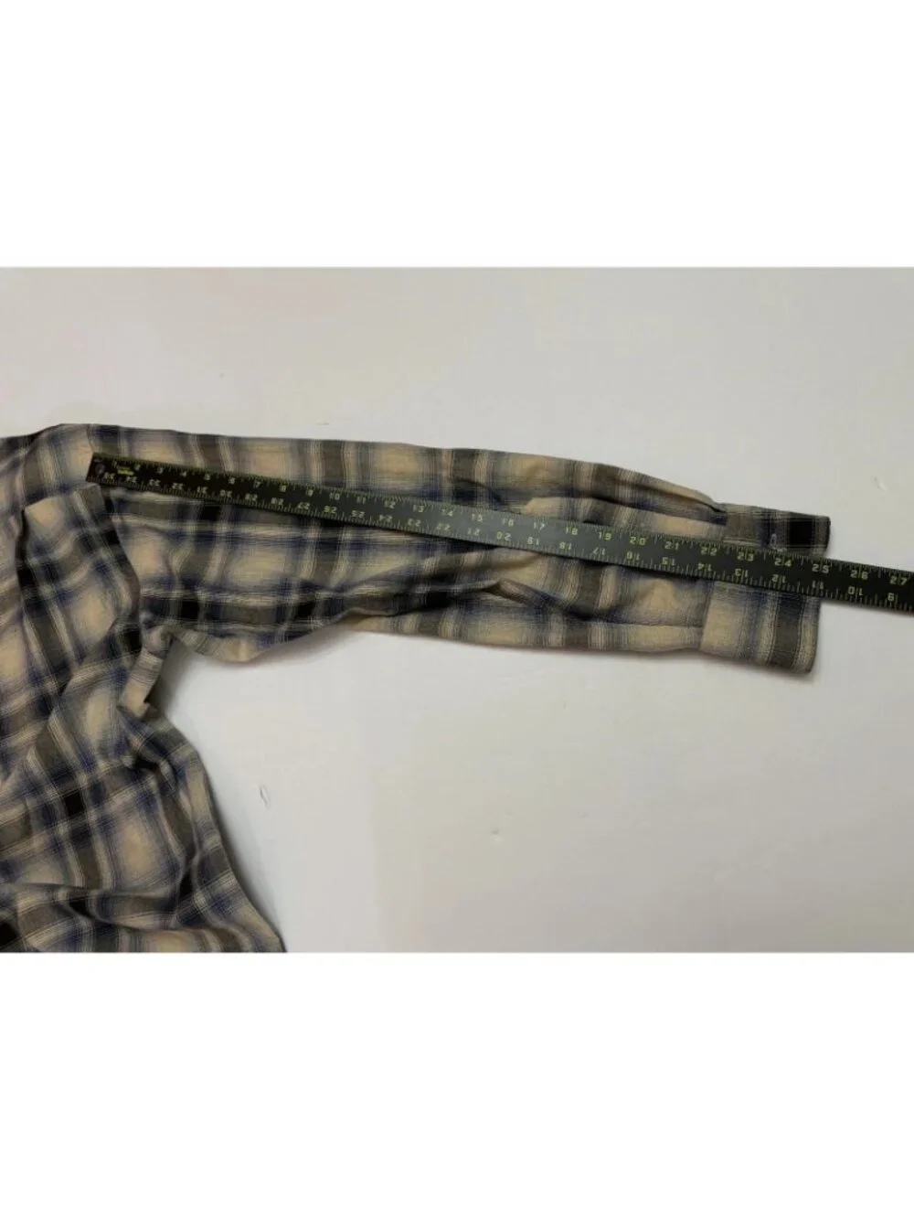Banana Republic Classic Plaid Button Up Shirt Men Large Blue Beige Cotton